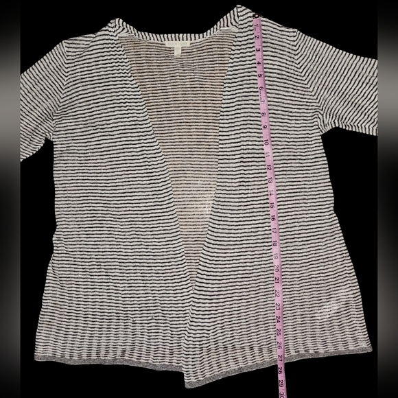 Eileen Fisher Gray Organic Linen Knit Cardigan Lightweight Open Front Sz M - Picture 13 of 15
